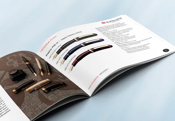 Типовой разворот каталога перьевых ручек